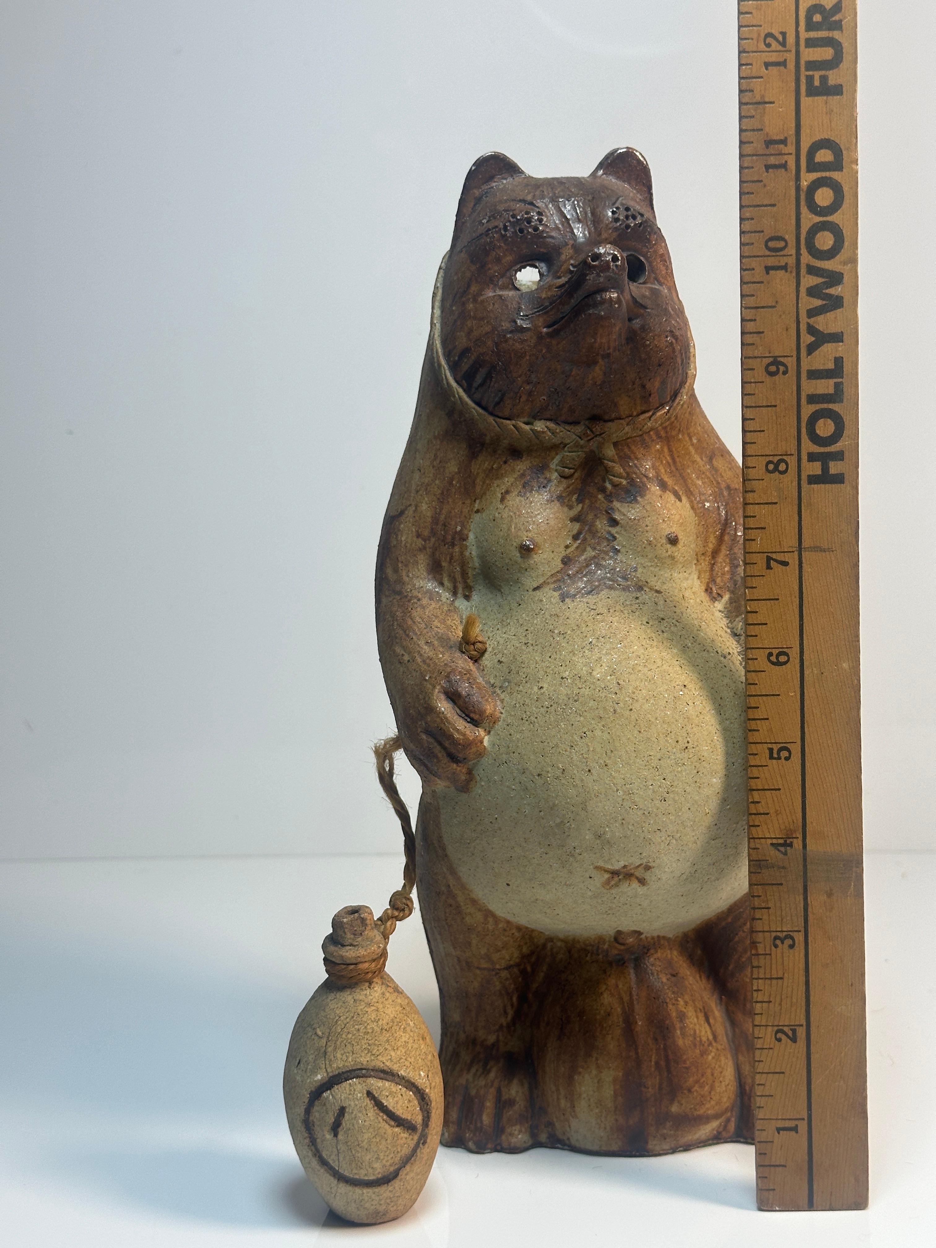 Folk-art Japanese Hero Tanuki the Racoon Dog Statue