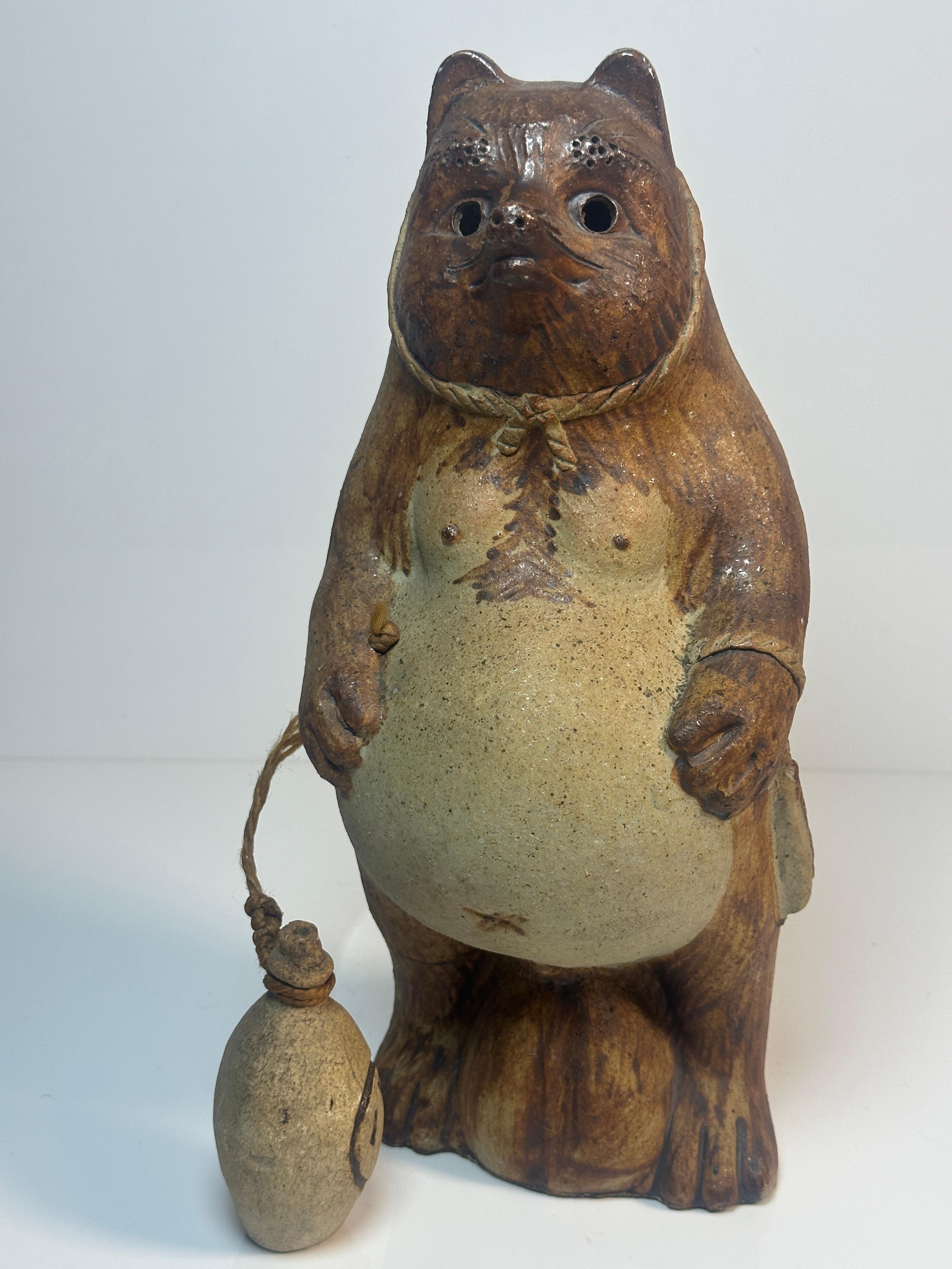 Folk-art Japanese Hero Tanuki the Racoon Dog Statue