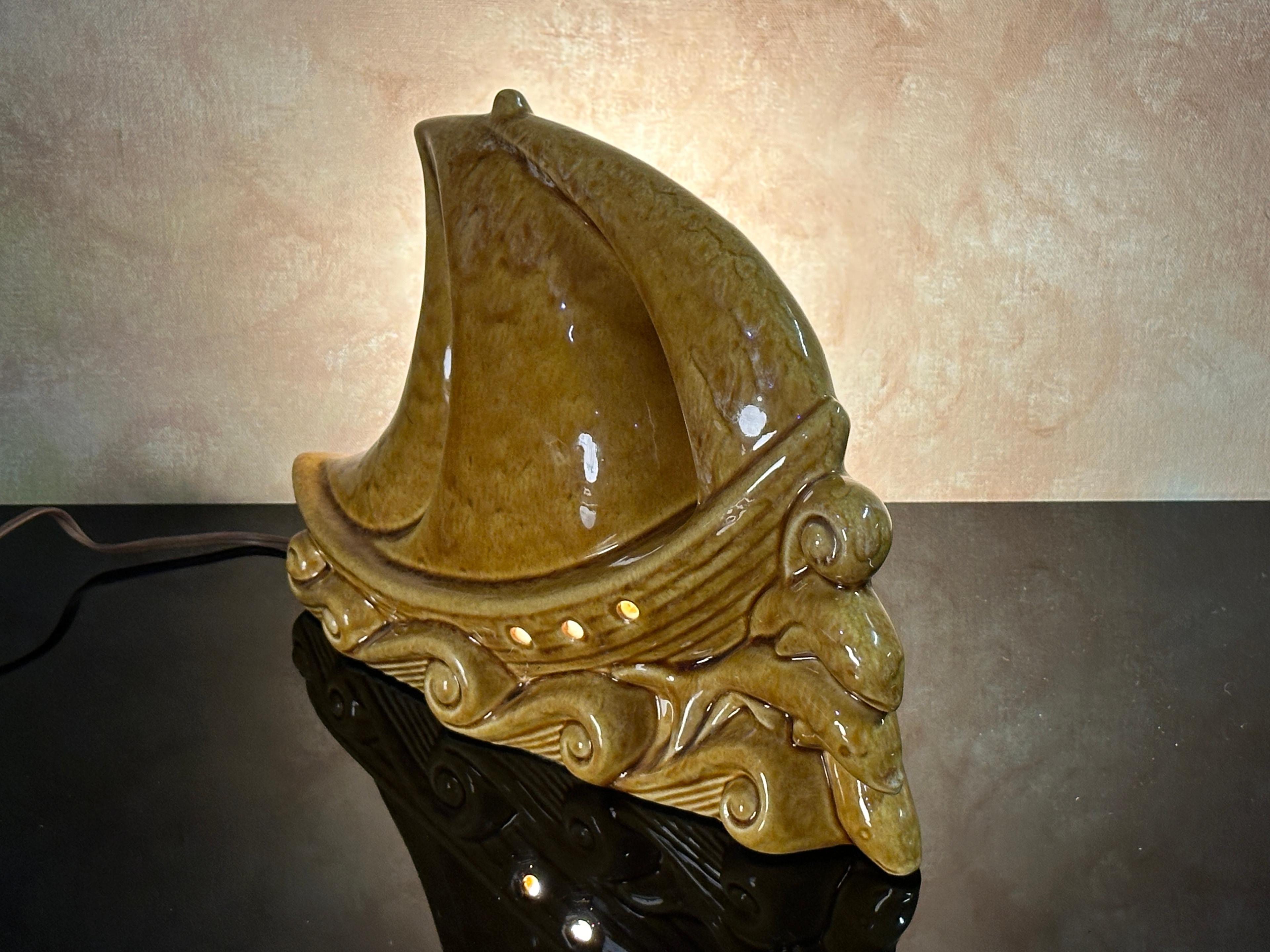 Nautical TV Lamp in Brown California Pottery