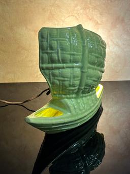 Nautical TV Lamp in Yellow Green California Pottery