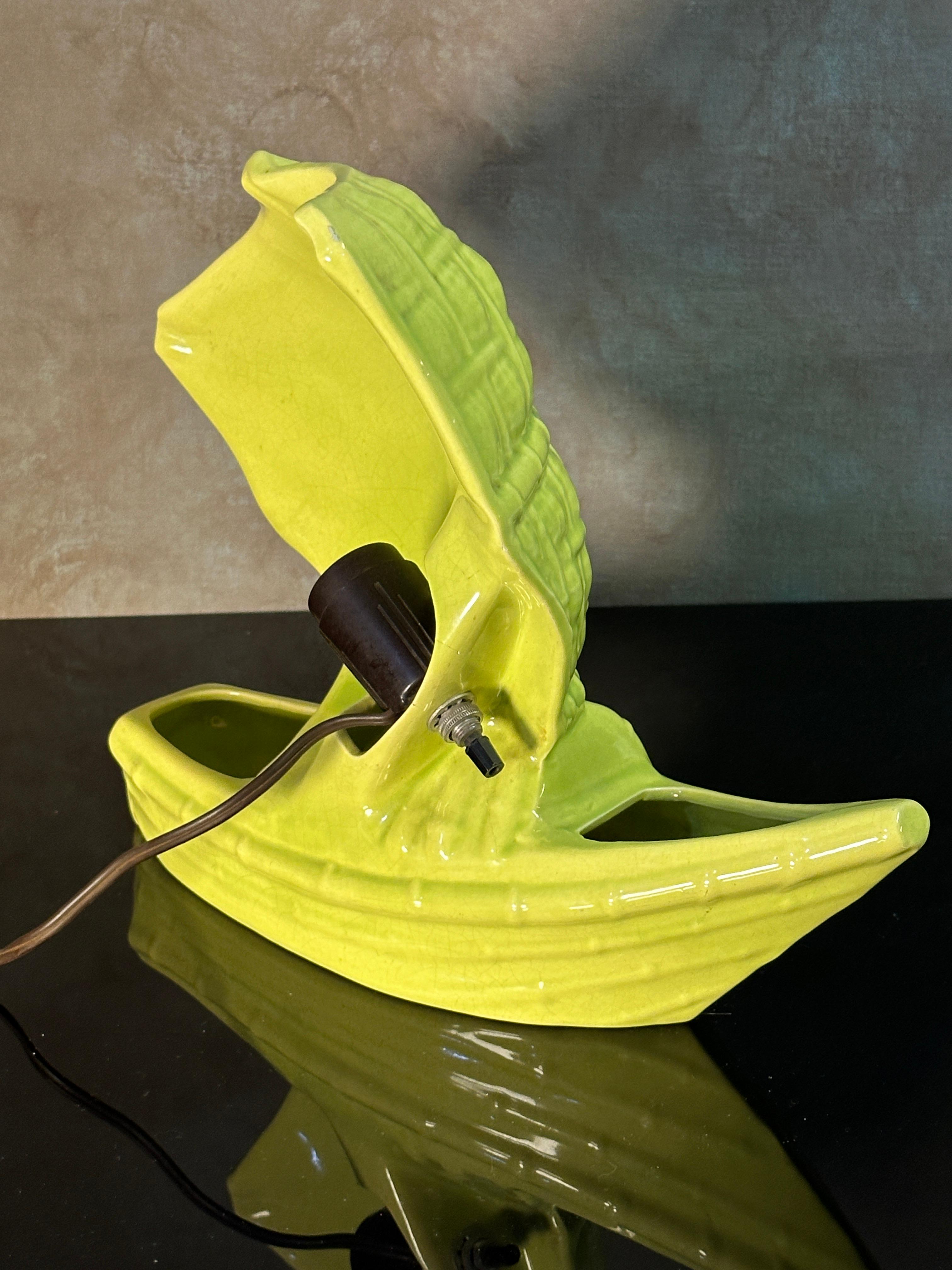 Nautical TV Lamp in Yellow Green California Pottery