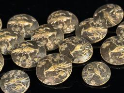 Set of Asian Metal Buttons