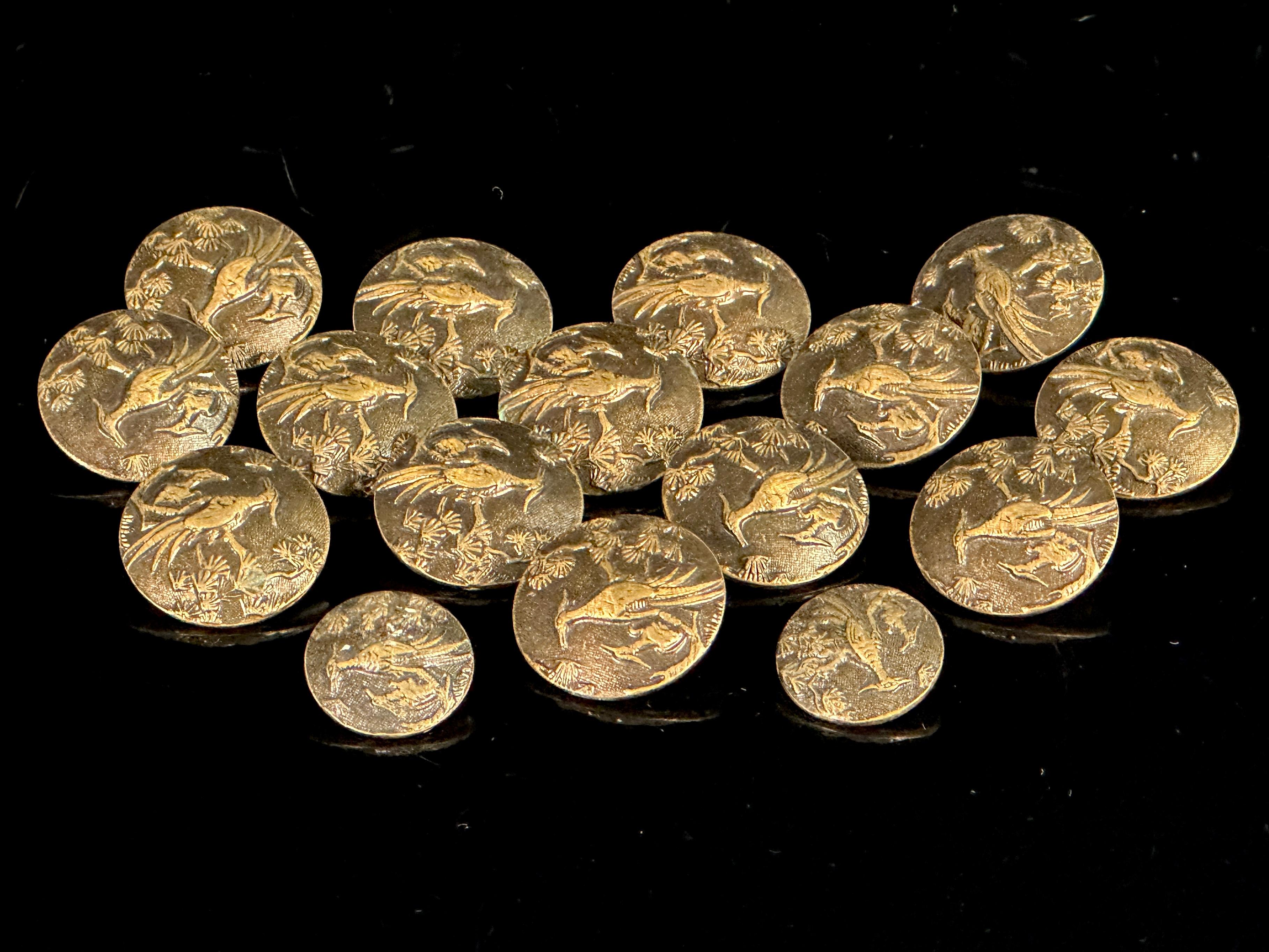 Set of Asian Metal Buttons