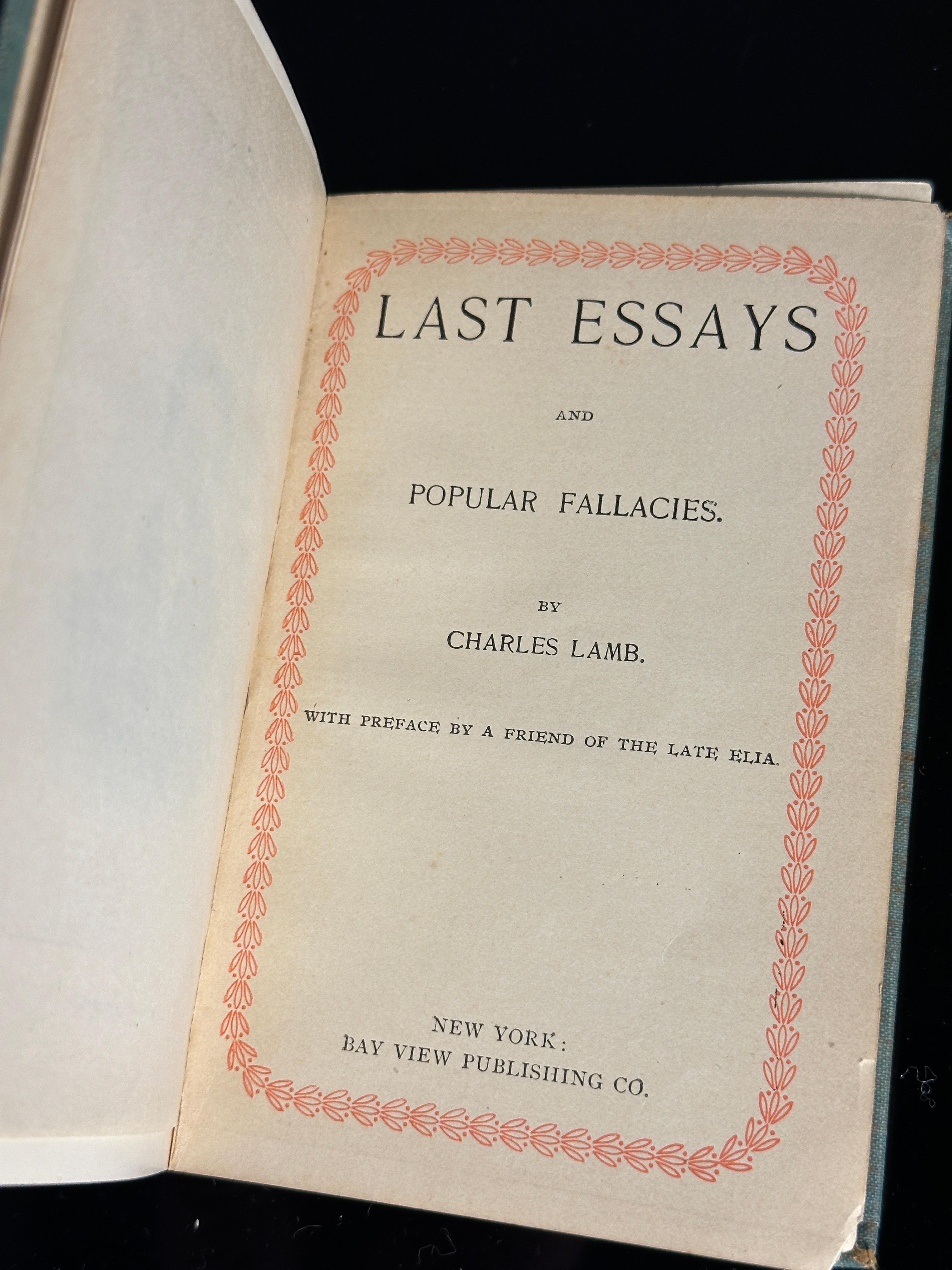 "Last Essays and Popular Fallacies" by Charles Lamb