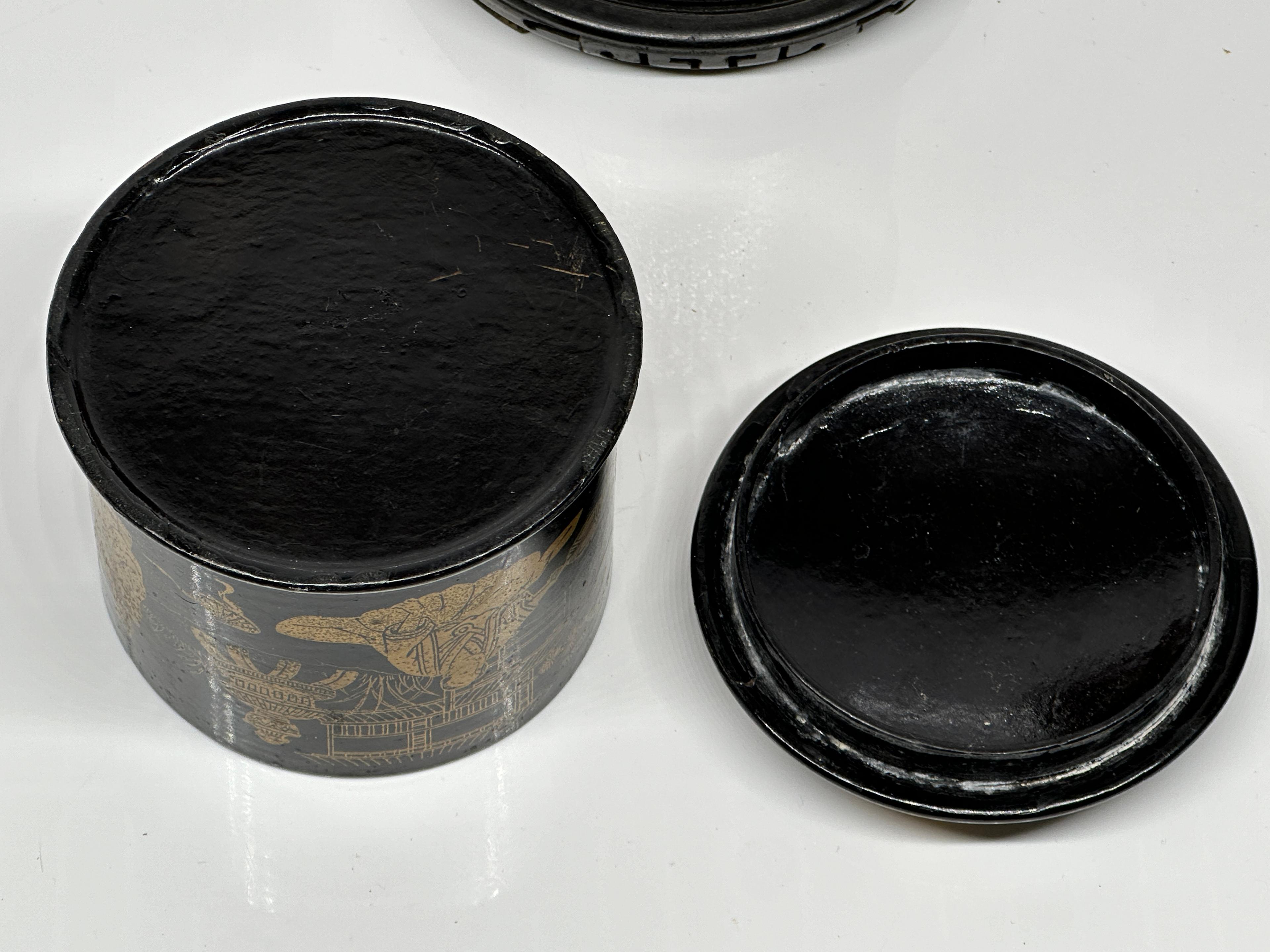 Two Round Lacquered Boxes