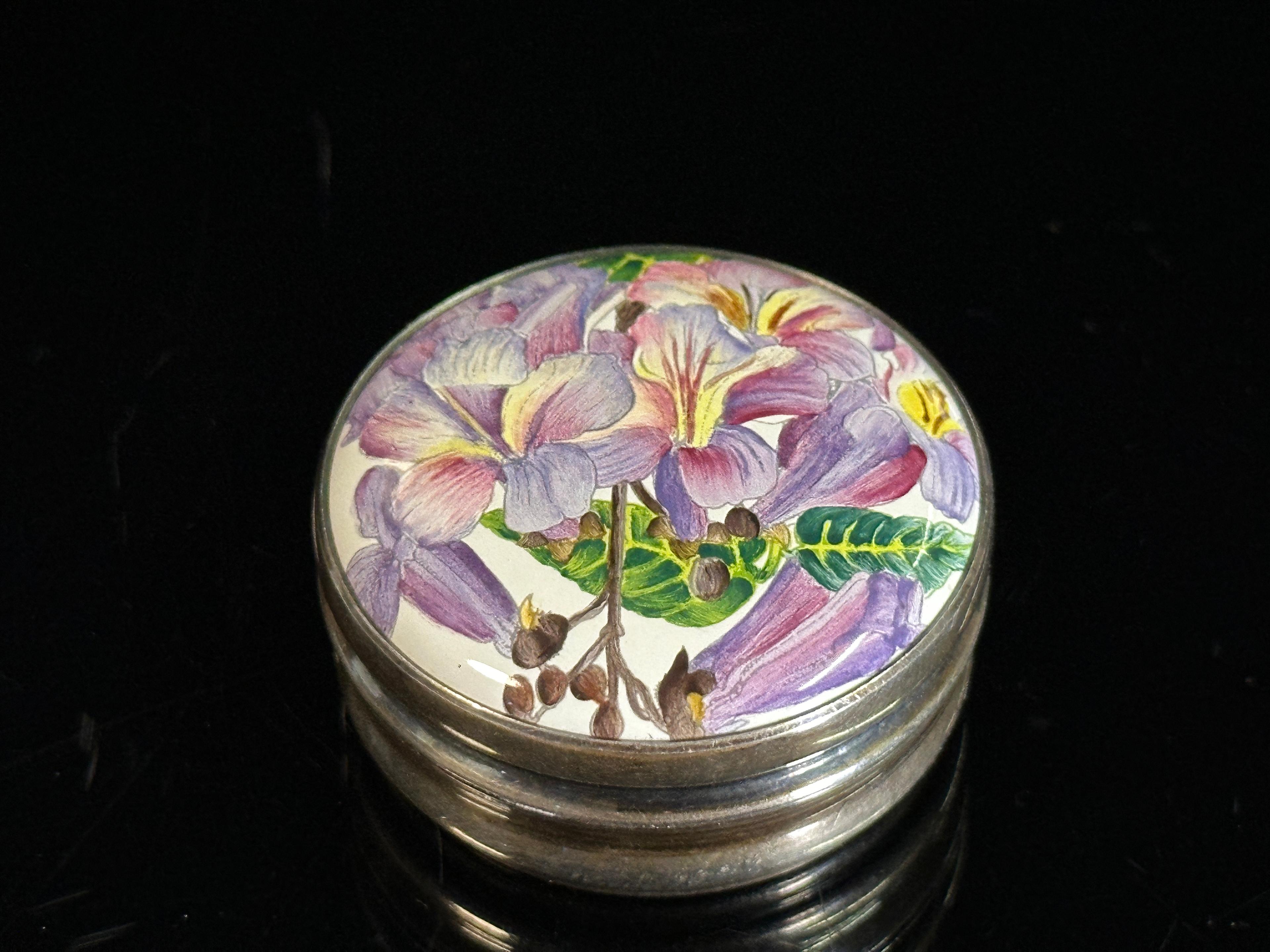 Enameled Silver Pill Box