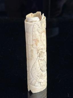 Carved Bone Japanese Katana Handle