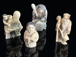 Four Carved Netsuke Signed