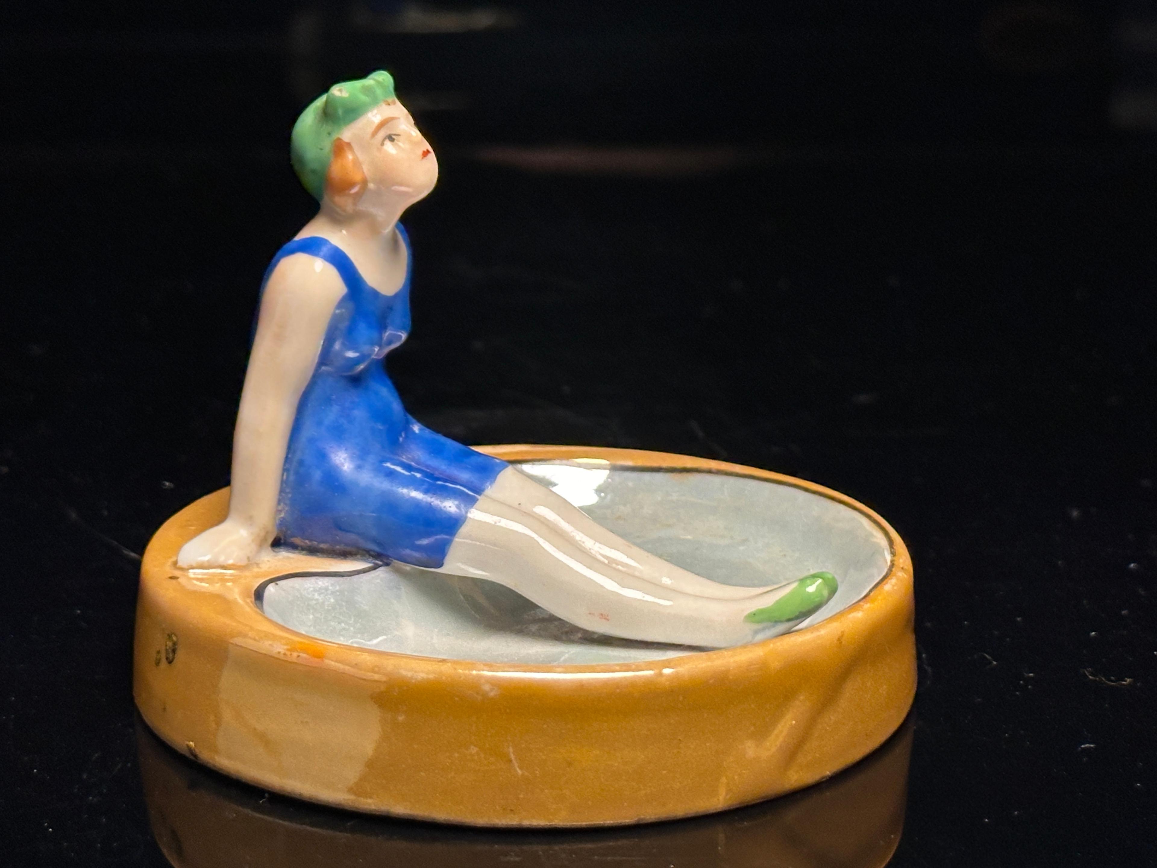 Japan Luster Lady Figure Pin Tray