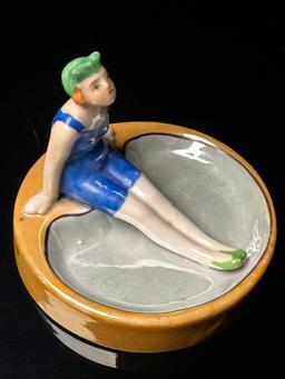 Japan Luster Lady Figure Pin Tray