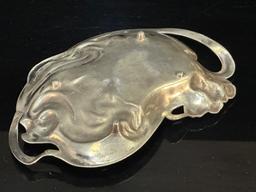 German Pewter Nouveau Pin Tray