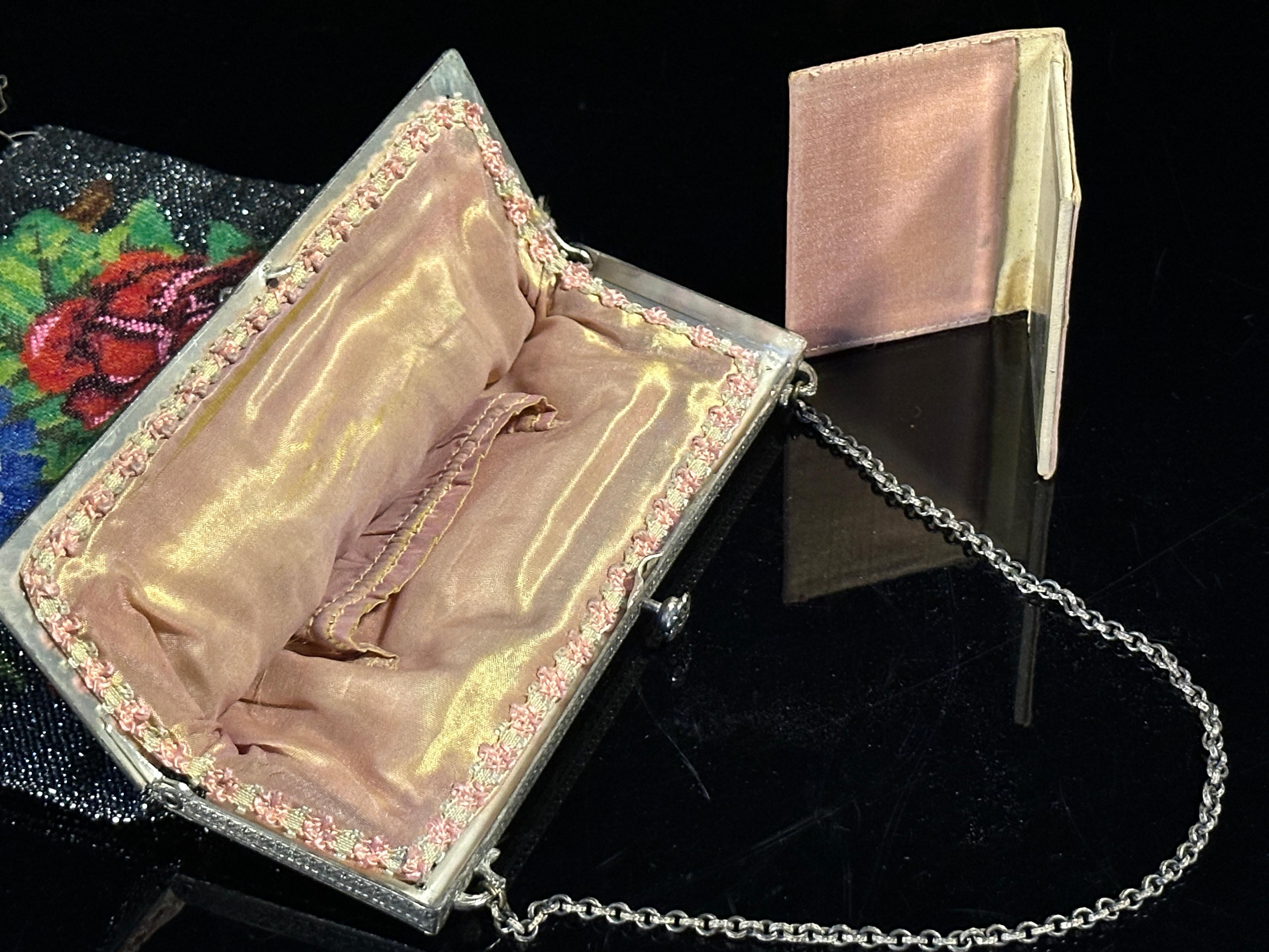 Beaded Needlepoint Rose Handbag Deco
