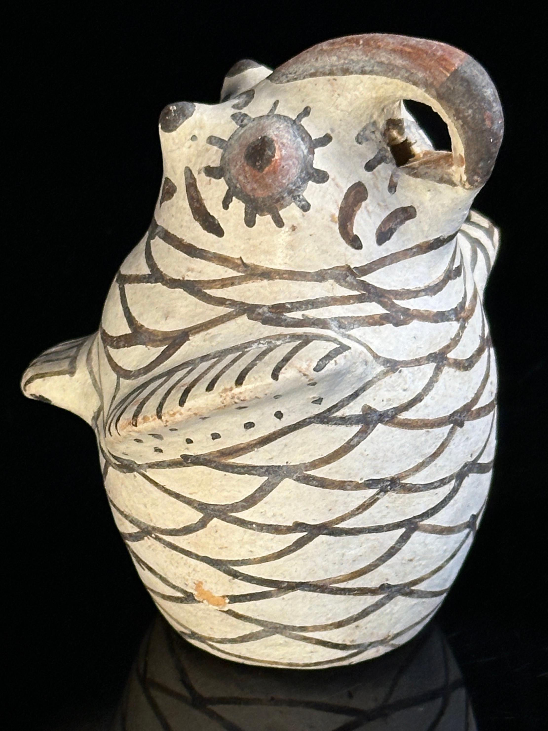 Pair of Zuni Polychrome Pottery Owl Effigy Figures