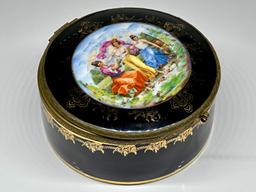 Art Nouveau Hand Painted Porcelain Hinged Jewelry Box