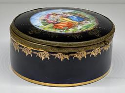 Art Nouveau Hand Painted Porcelain Hinged Jewelry Box