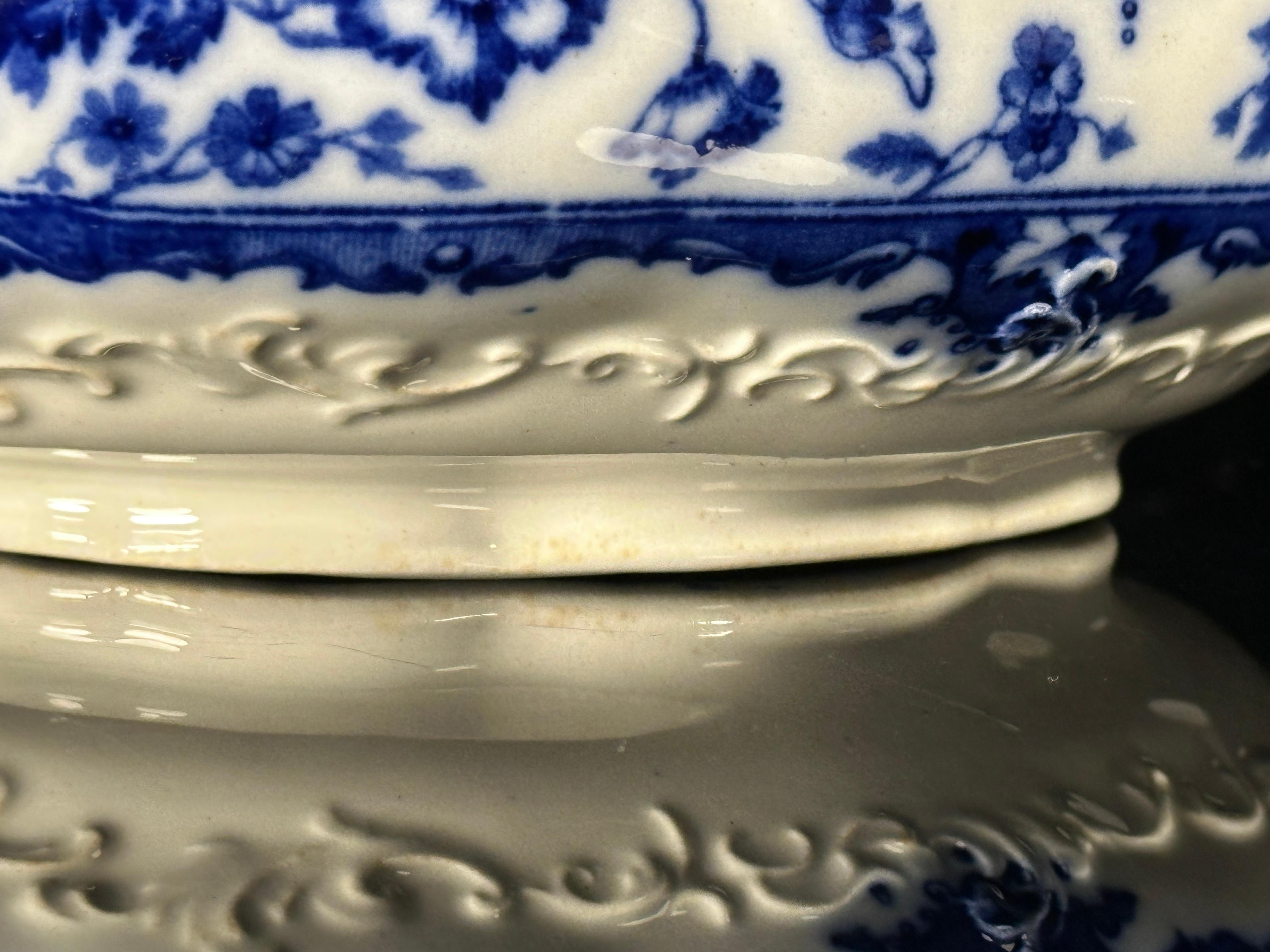 English Flow Blue Covered Vegetable Tray