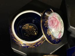 Six Limoges Cobalt Blue Boxes