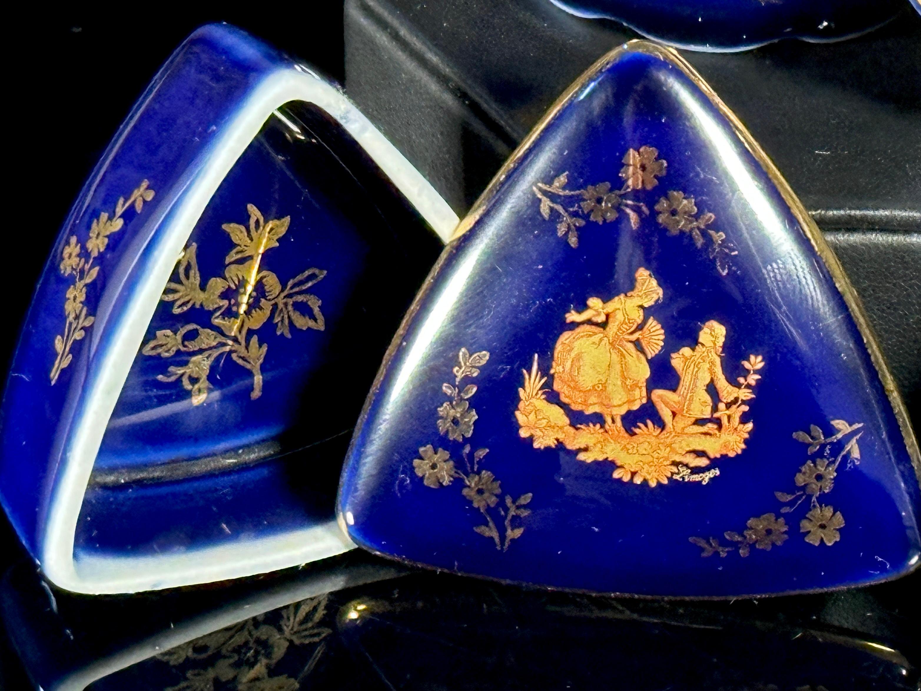 Six Limoges Cobalt Blue Boxes