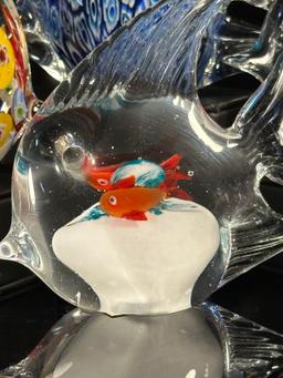 Six Art Glass Fish Paperweights