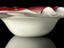 Mid Century Modern Murano Cranberry Bowl