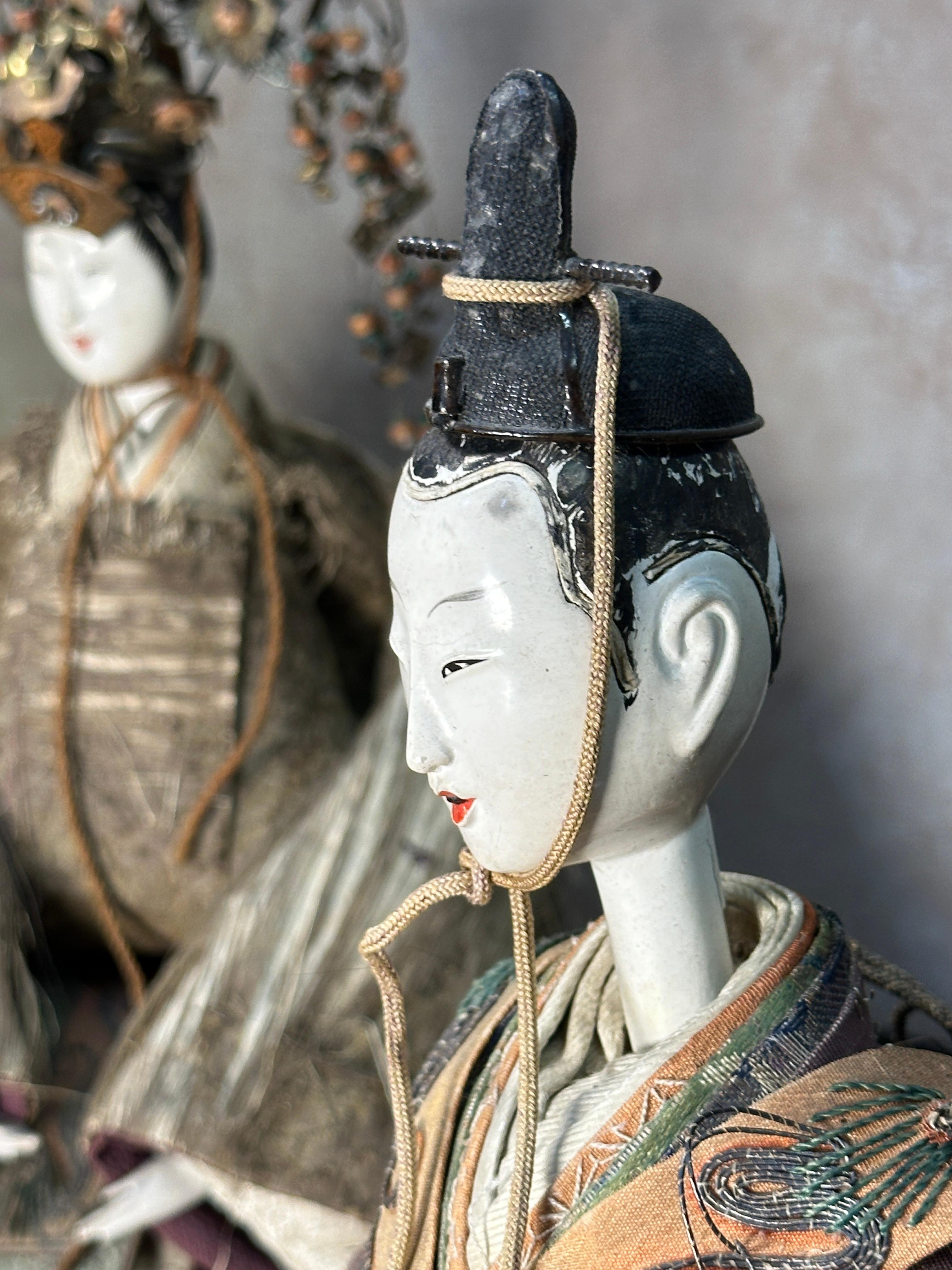 Antique Japanese Emperor and Empress Dolls