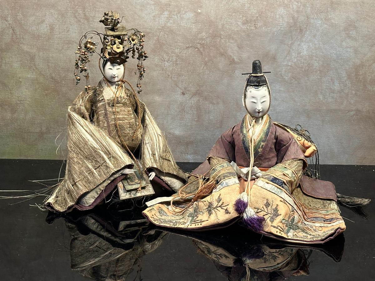 Antique Japanese Emperor and Empress Dolls