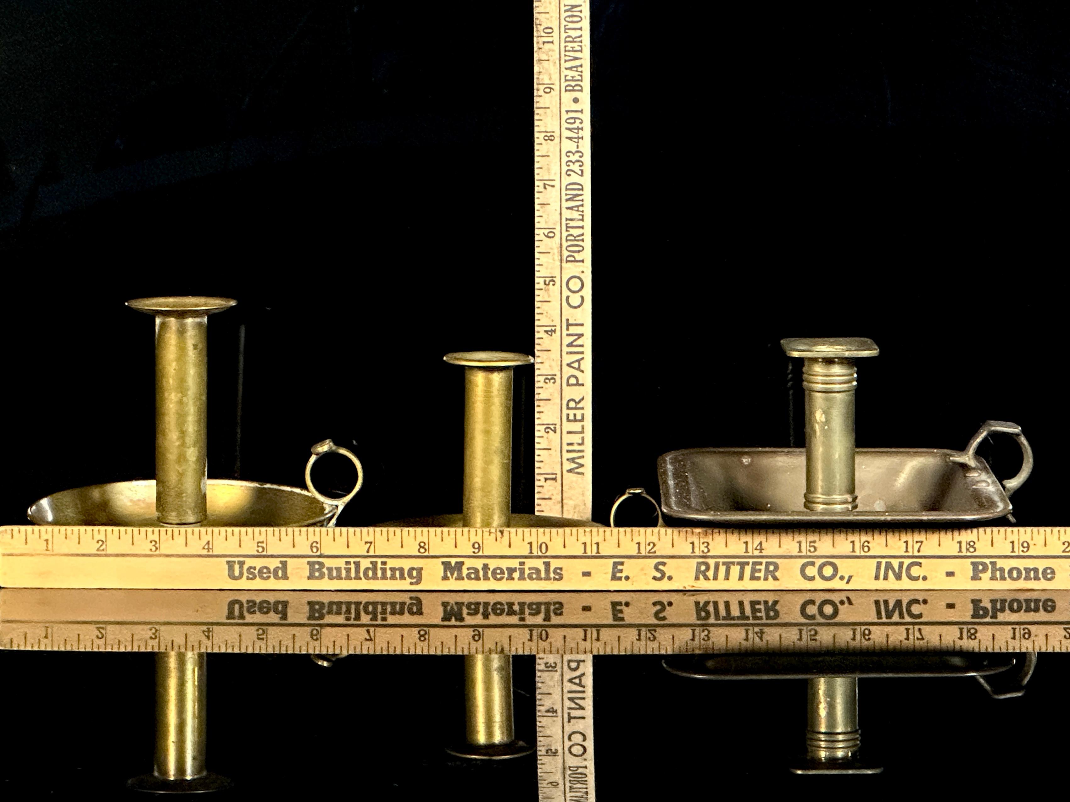 Three Brass Copper Chamber Sticks