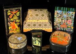 Six Hand Painted Russian Style Boxes