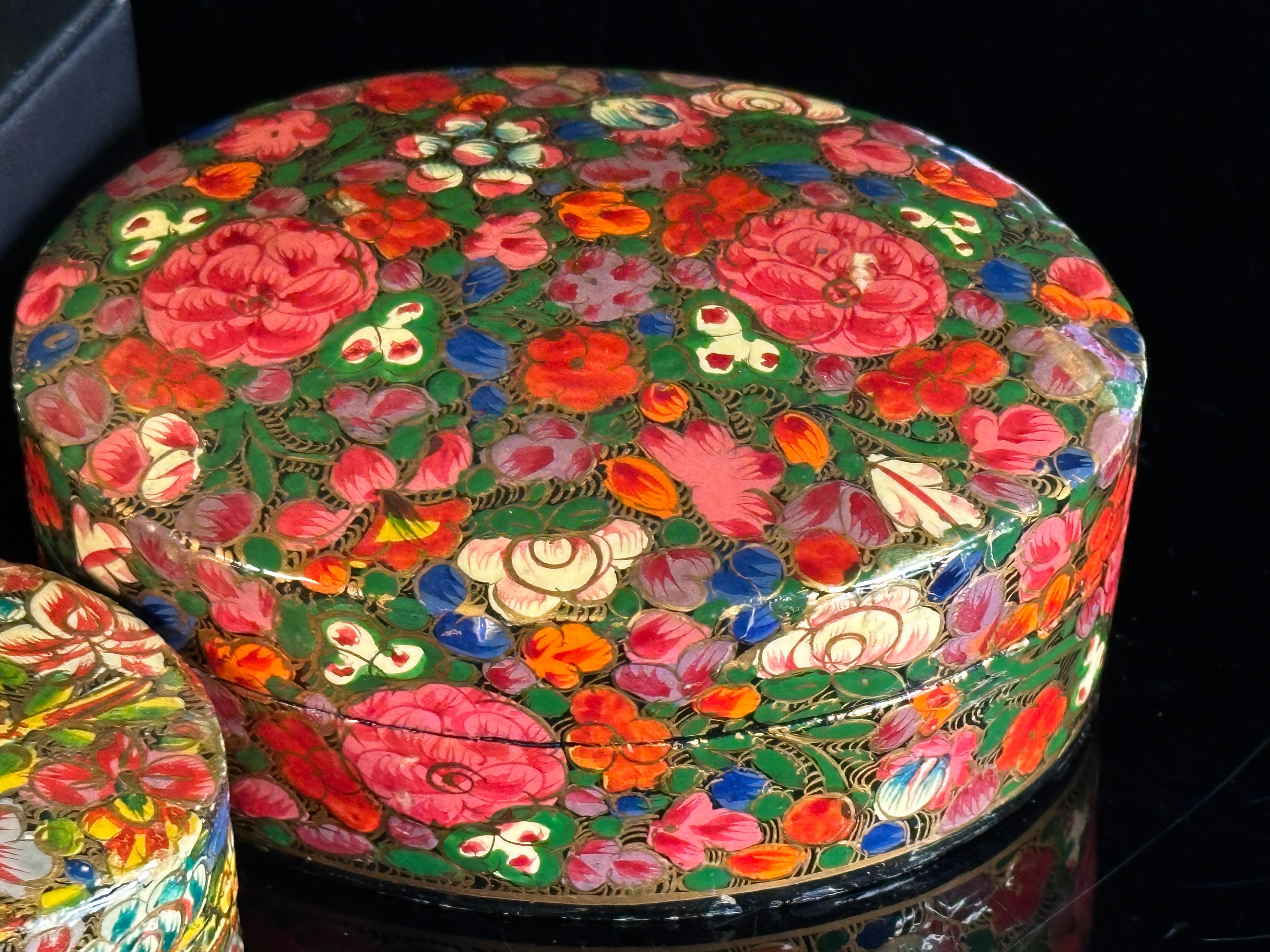 Five Hand-Painted Paper Mache Boxes