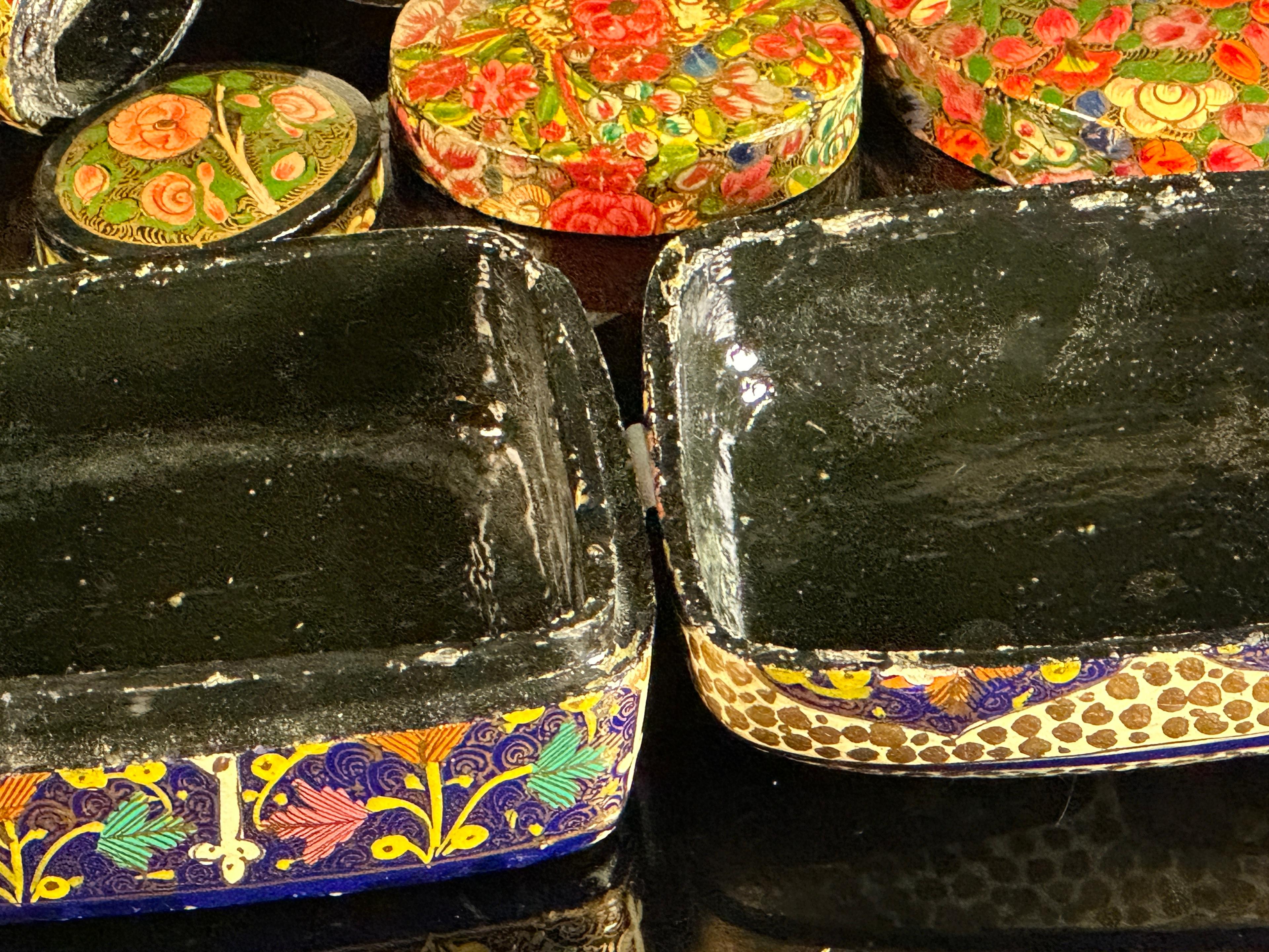 Five Hand-Painted Paper Mache Boxes