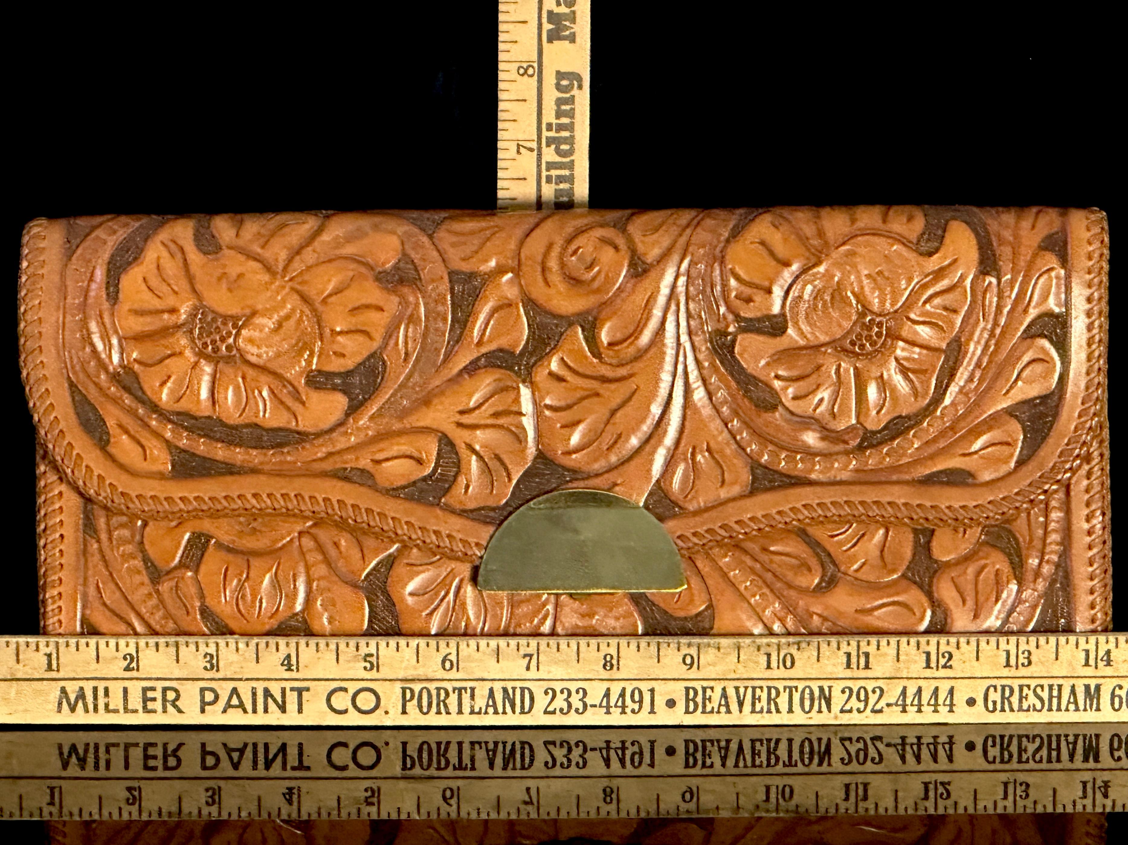 Large Leather Tooled Clutch