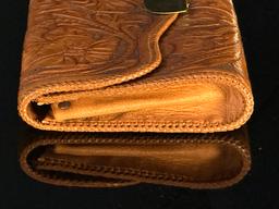 Large Leather Tooled Clutch