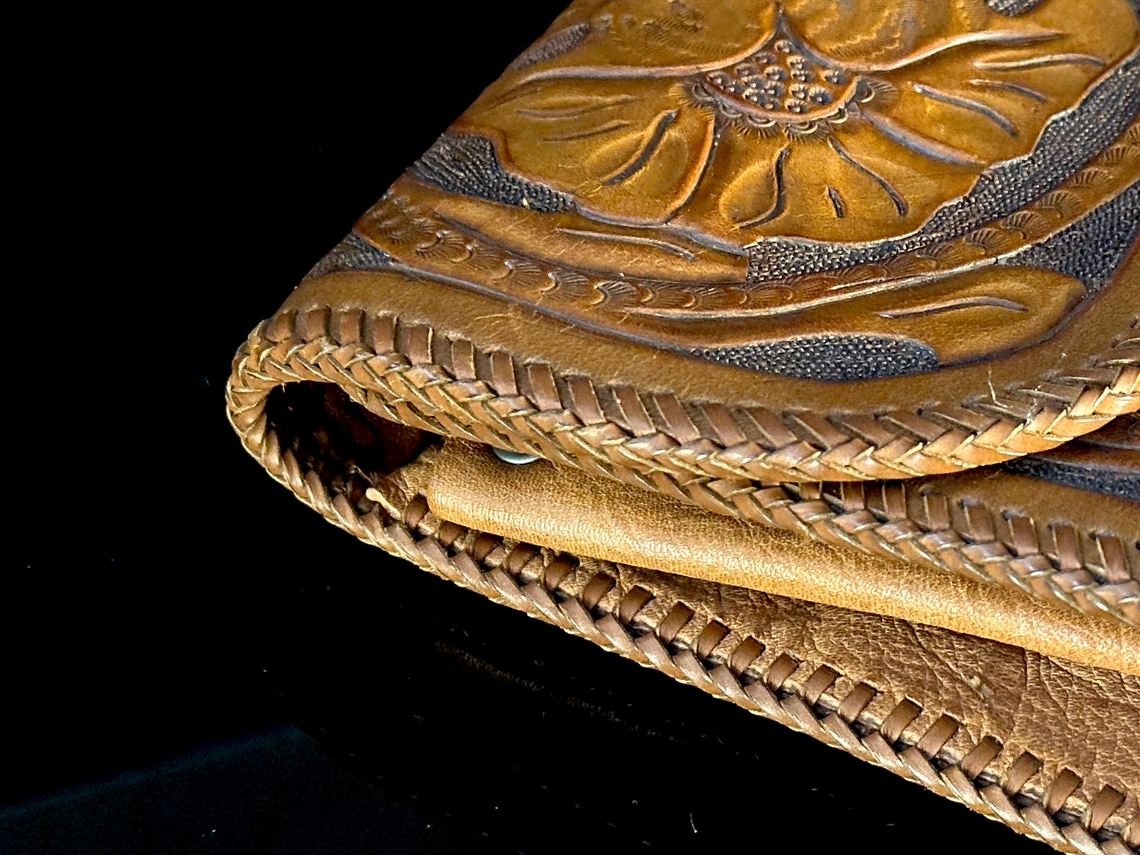 Large Leather Tooled Clutch