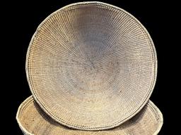 (2) Vintage Yanomami Hand-Woven Shallow Gathering Baskets
