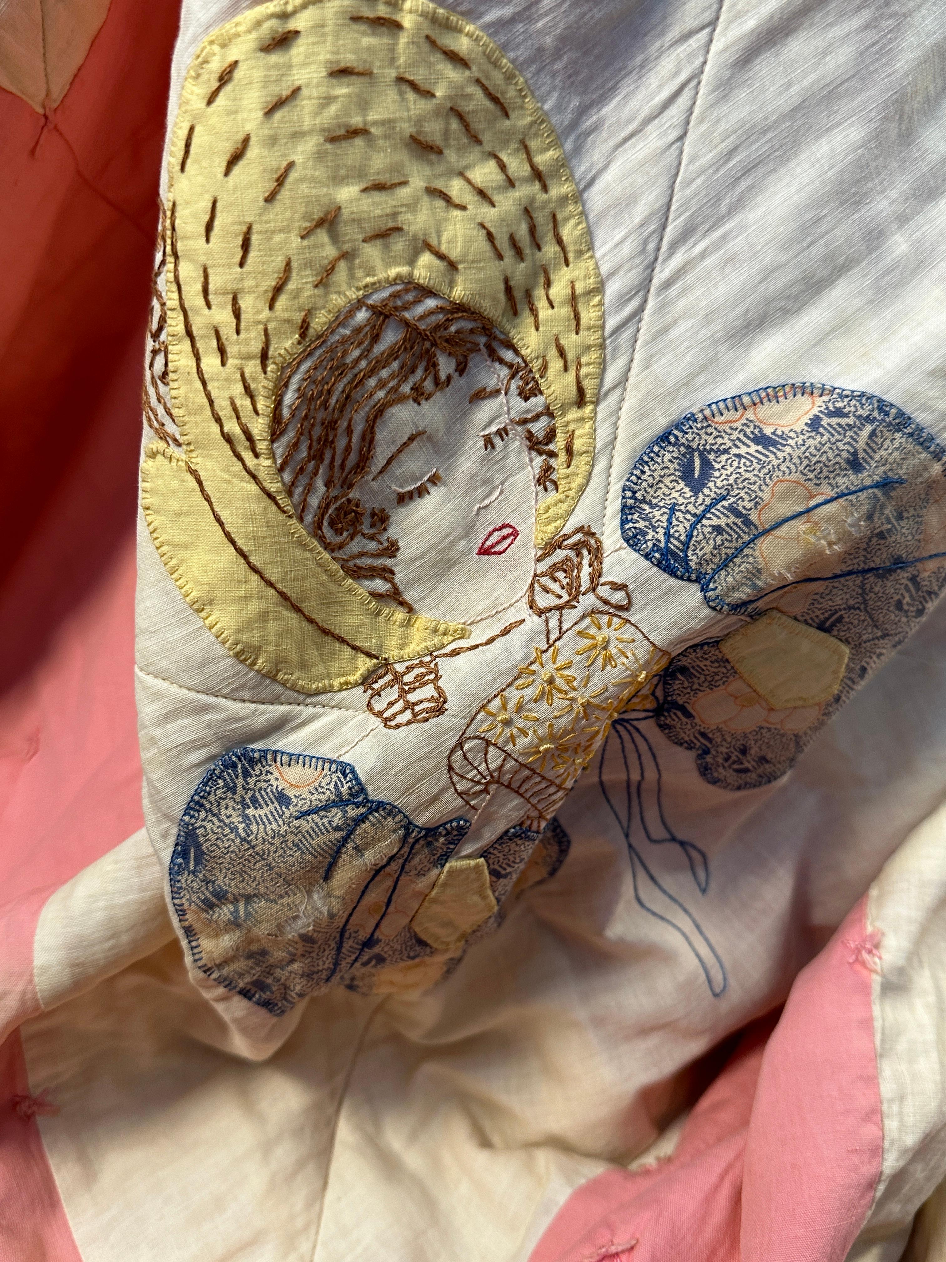Vintage Embroidered Quilt