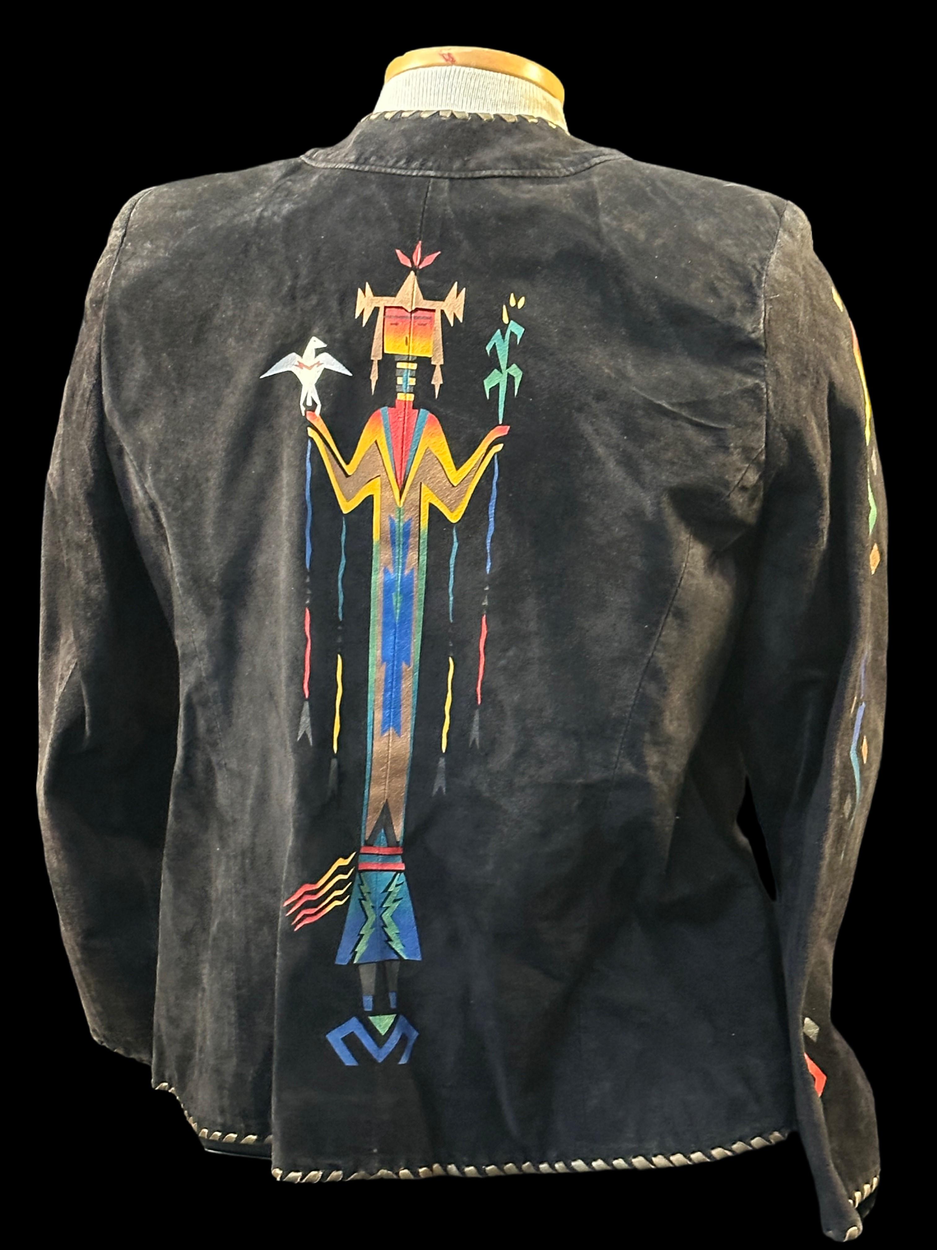 Vintage Char Suede Hand Painted Jacket with Concho Buttons