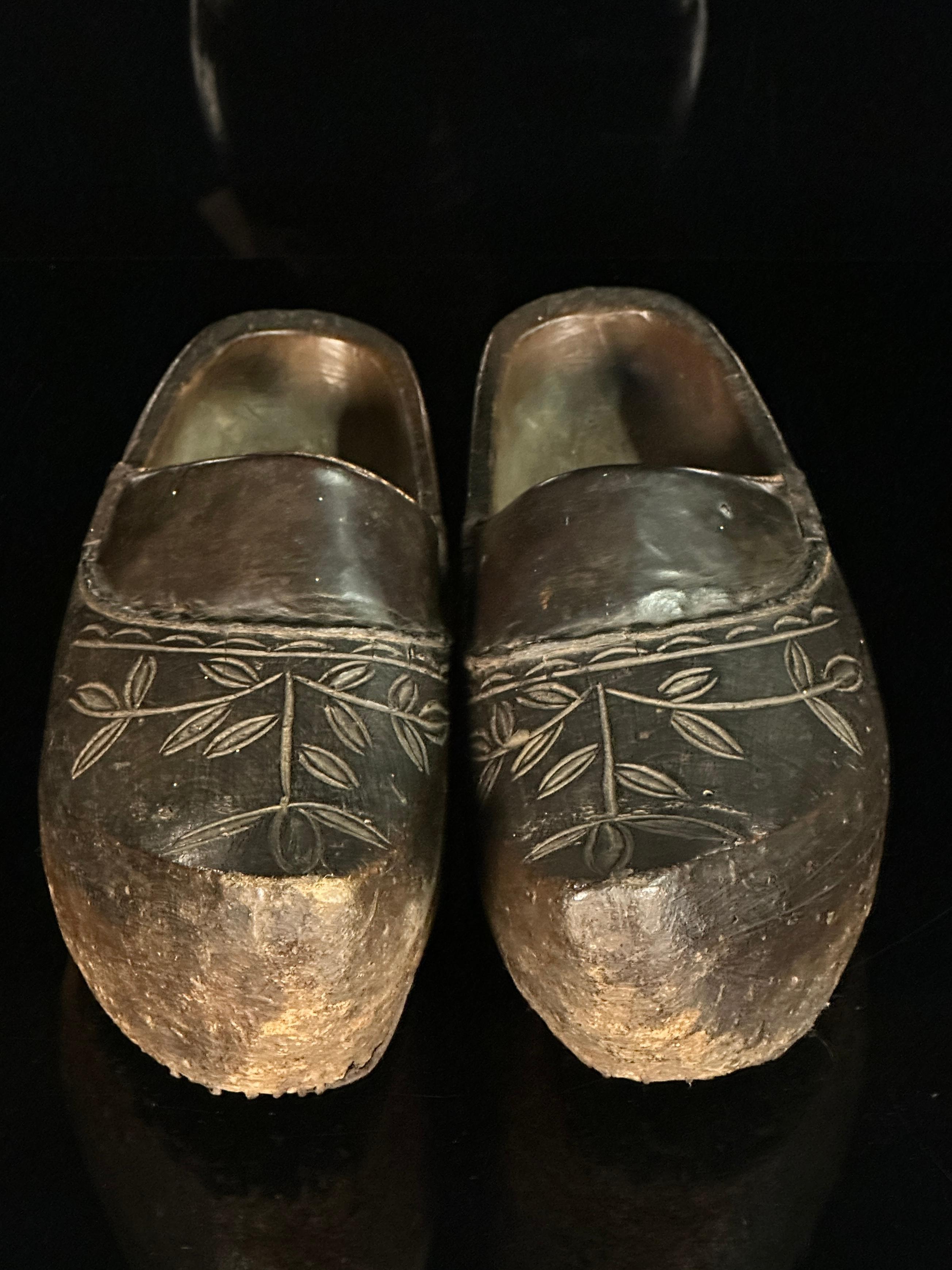 Amazing 1800's Antique Clogs from Holland Wood and Leather