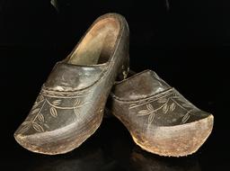 Amazing 1800's Antique Clogs from Holland Wood and Leather