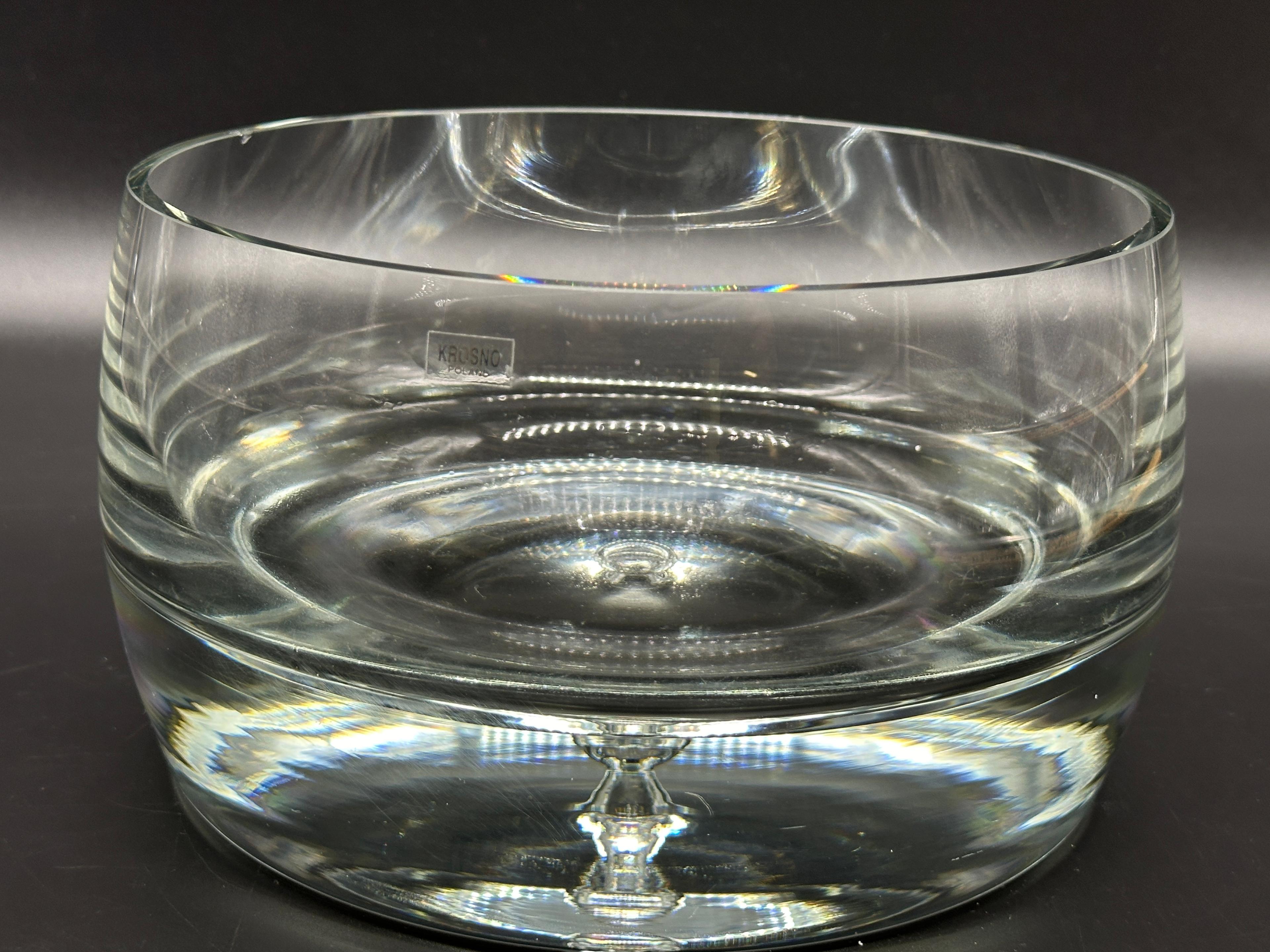 Danish Modern Glass Bowl by Krosno of Poland