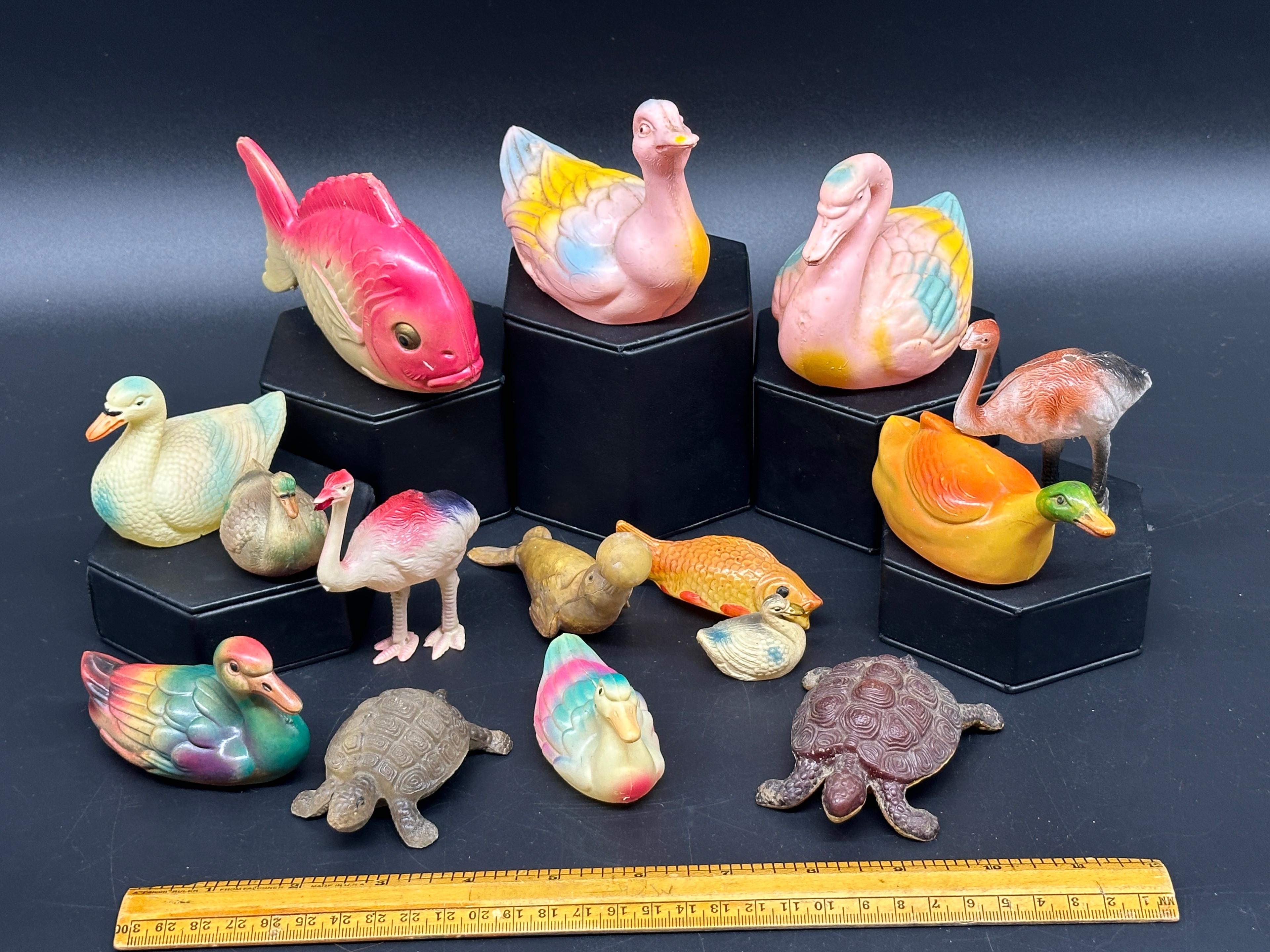 Collection of Celluloid Animal Water Foul Toys