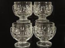 (4) Hawaiian Tiki Head Happy/Sad Face Clear Glass Cup Mug Goblets