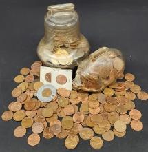 Penny Collection with Glass Piggy and Liberty Bell Banks