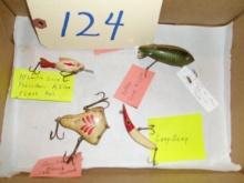 Heedon Vacuum Bait (Wood 1920's), Southbend Crab Crawler (1920's), Atlanta Flash Tail Lures