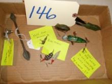 Shannon Double Spinner, 2 Frog Poppers, Makinen 2 1/2" Waddle Bug, Wonder Lure & Misc.