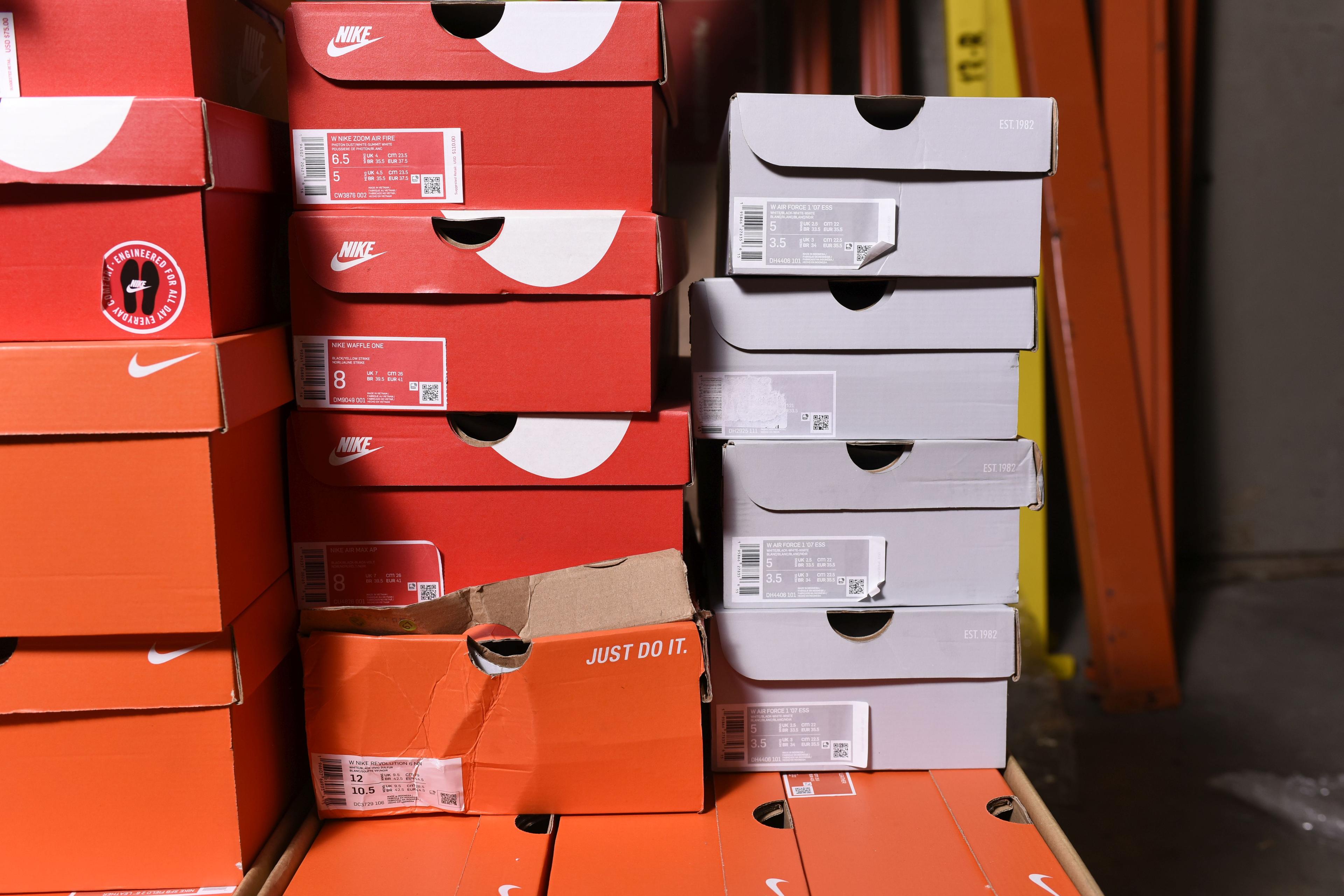 Pallet of Nike Shoes, Various Sizes and Models, Air Max, Air Force 1, SFB, Zoom Air, Fly Trap