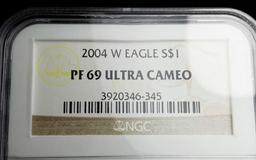2004-W Proof American Silver Eagle NGC PF69 Ultra Cameo
