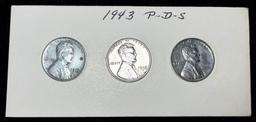 (3-coins) 1943-P/D/S Lincoln Penny