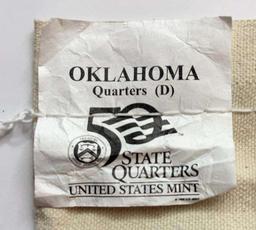2008-D U.S. Mint Sewn Bag 50 State Quarters Oklahoma $25 (100-coins)