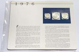 1976 U.S. Uncirculated Coin Mint Set Commemorative Collection Album Page (3-coins)