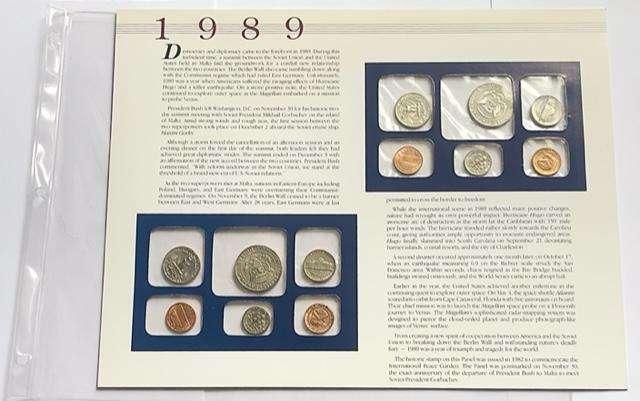 1989 U.S. Uncirculated Coin Mint Set Commemorative Collection Album Page (10-coins)